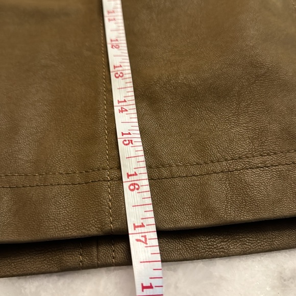 Free People Chestnut brown/ olive faux leather Skirt size 12 - Picture 9 of 15